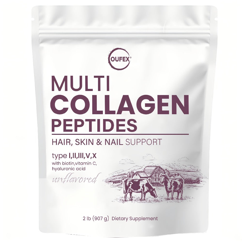 Collagen Powder Multi- Complex, Hydrolyzed Types I, II & III with Skin Nutrients for, Skin Elasticity — image 1