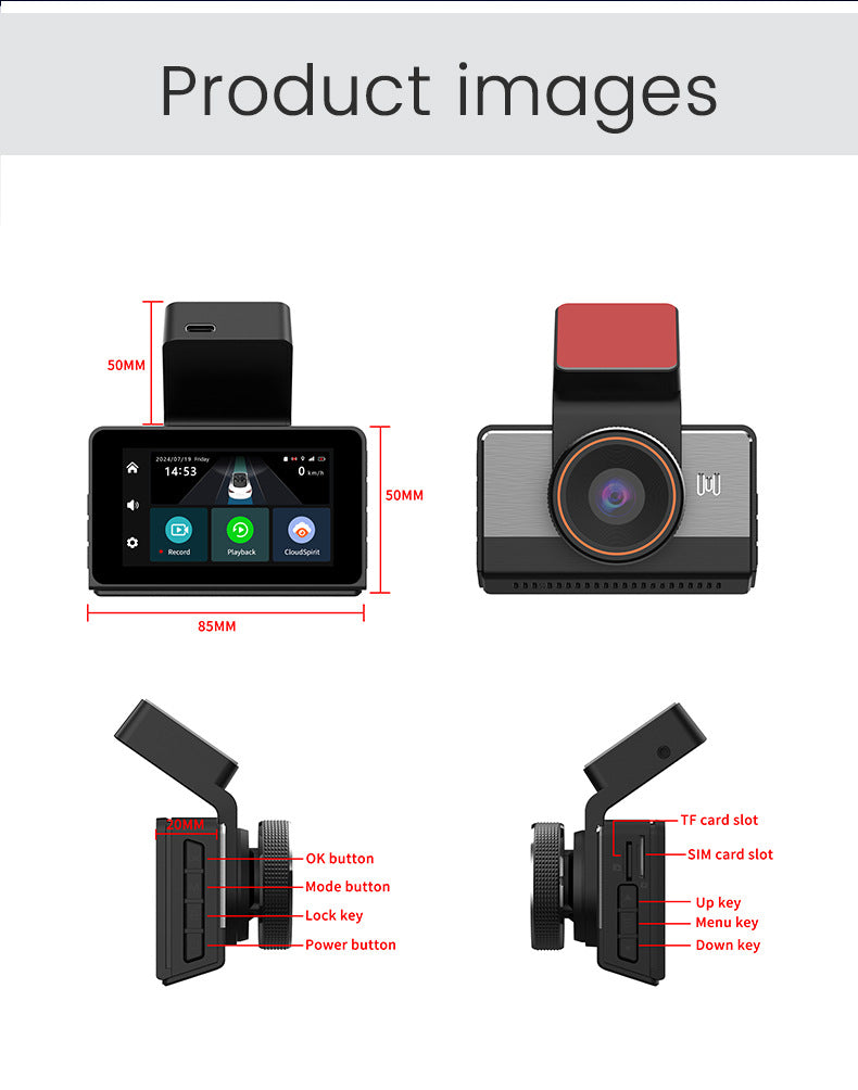 2K HD Wi-Fi Rearview Camera Car HD Dash Cam