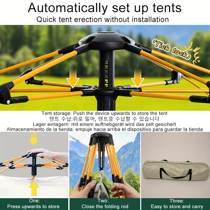 Camping Tent 4-6 Person Automatic White Shelter with Four-Sided Ventilation and Zipper Entry — image 5