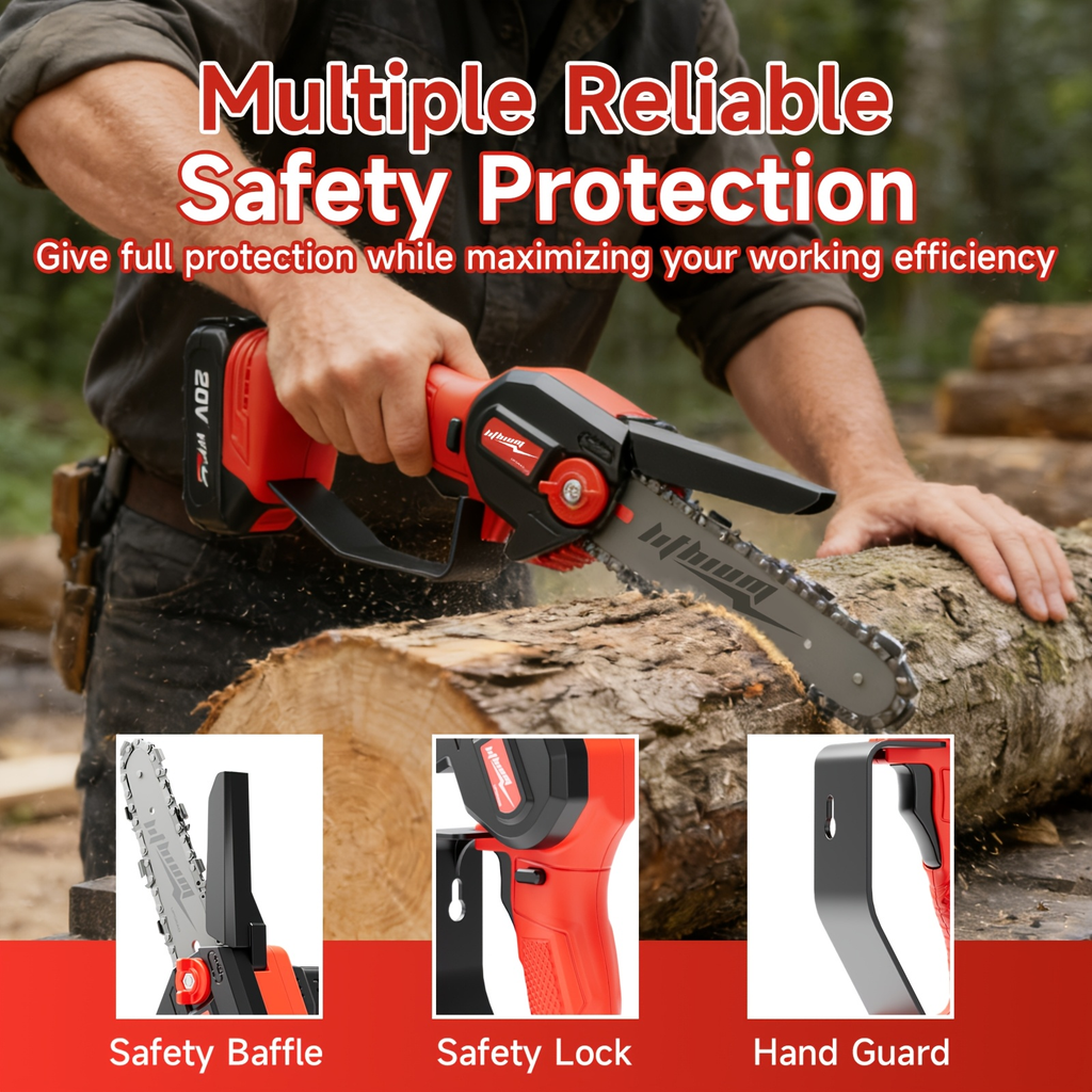 Mini Chainsaw Cordless 4 & 6 Inch Electric - Upgraded Portable Battery Chainsaw with Safety Lock — image 20