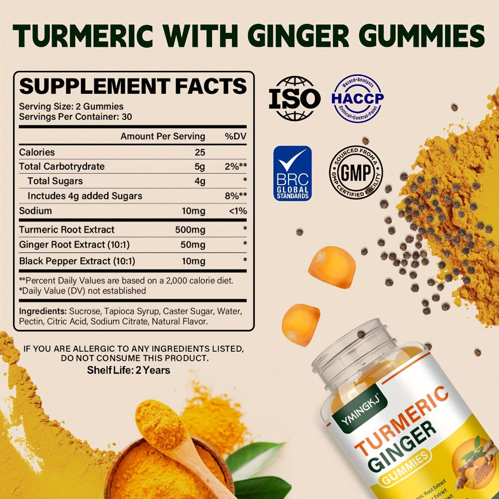 Turmeric Gummies with Black Pepper & Mint, 2000% Higher Absorption Curcumin, Anti-Inflammatory Joint — image 2
