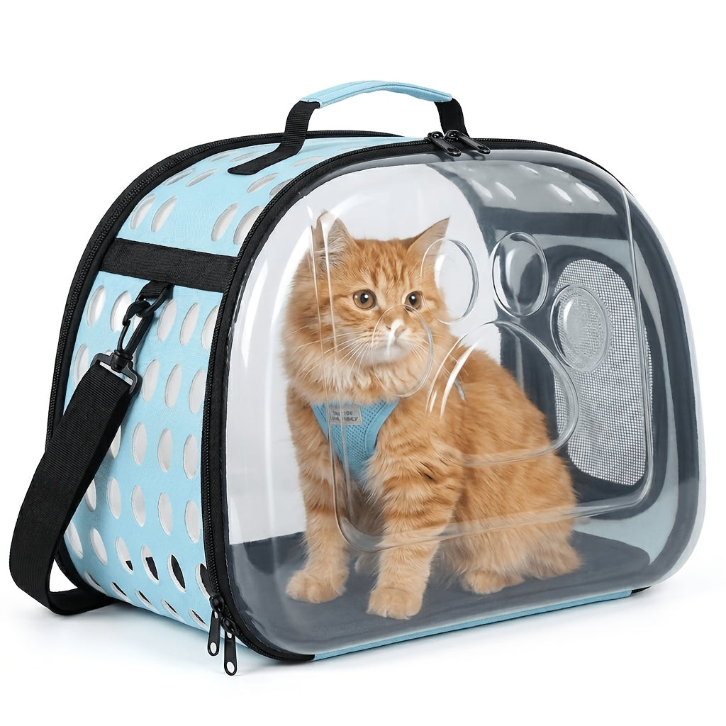 Clear-Panel Pet Carrier Backpack with Ventilation Holes, Mesh Sections and Small or Large Sizes in Four Colors — image 1