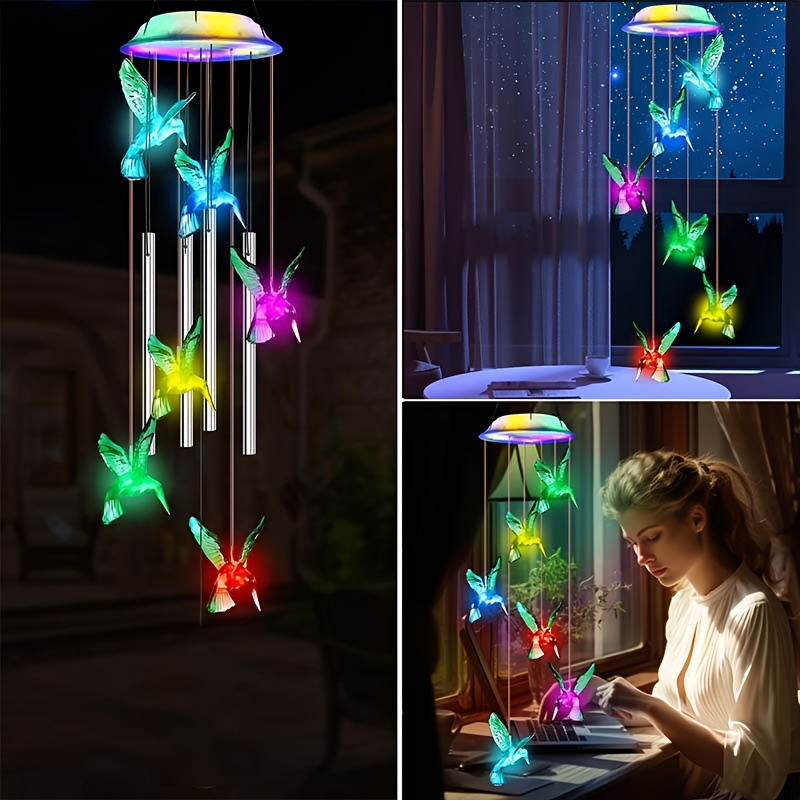 Solar Hummingbird Butterfly Pendant Light 6 LED Color, for Garden, Pathway and Patio Lighting — image 14