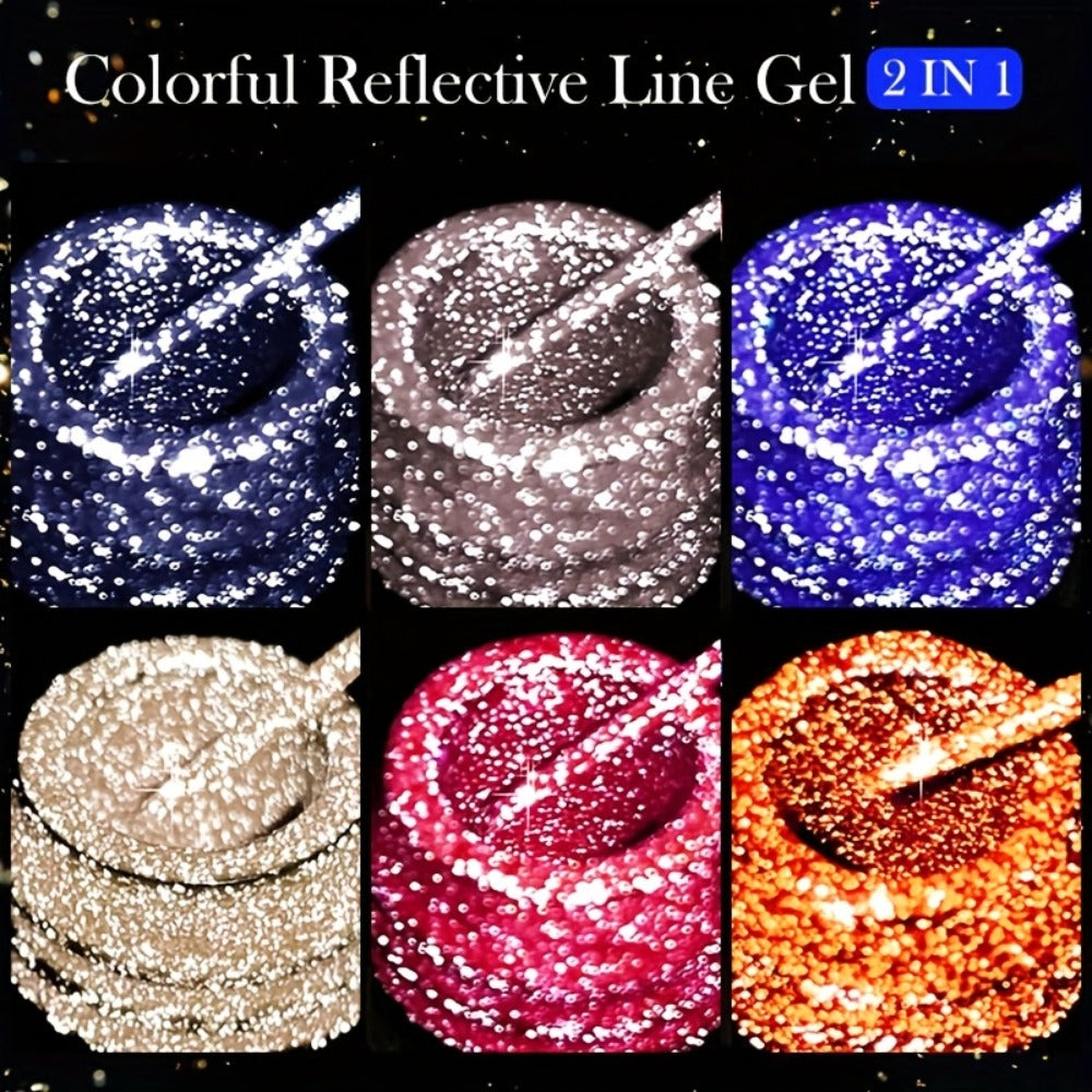 Gel Nail Polish Nine-Piece Reflective Glitter Line Set, 5ml Each for Stripes and Graffiti Nail Art — image 7