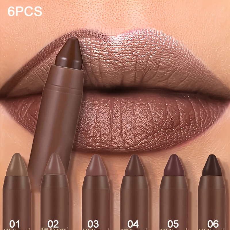 Lipstick Set, Fit Colors 6-Piece Matte Crayon Collection with Brown, Nude, Pink and Purple Colors — image 16