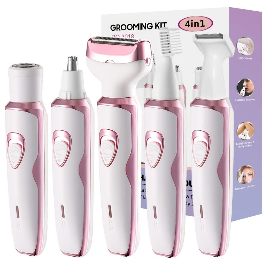 Rechargeable Facial Hair Remover Set for Women with Pink and Purple Multi Tool Options for Grooming — image 5