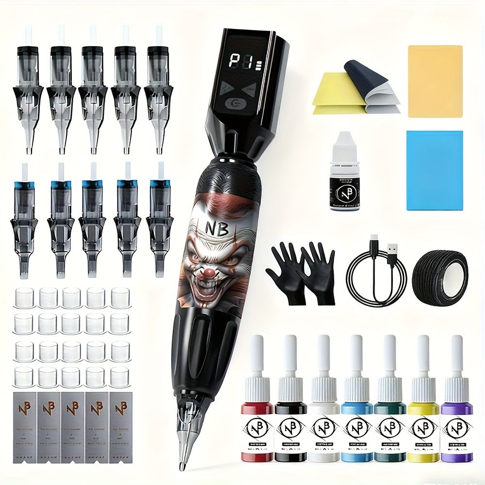 INKSOUL TM-81 Wireless Tattoo Kit Rotary Tattoo Pen with LCD Screen 1100mAh Battery for Temporary Body Art, Festivals and Cos