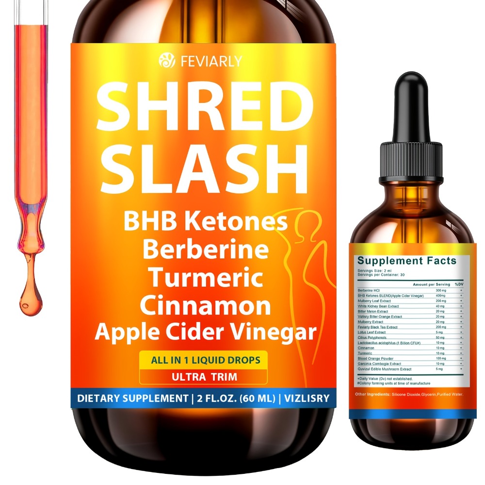 Lipo Slash 16-in-1 Weight Loss Liquid Drops for Women & Men with BHB Ketones Berberine Turmeric Apple Cider Vinegar Probiotic