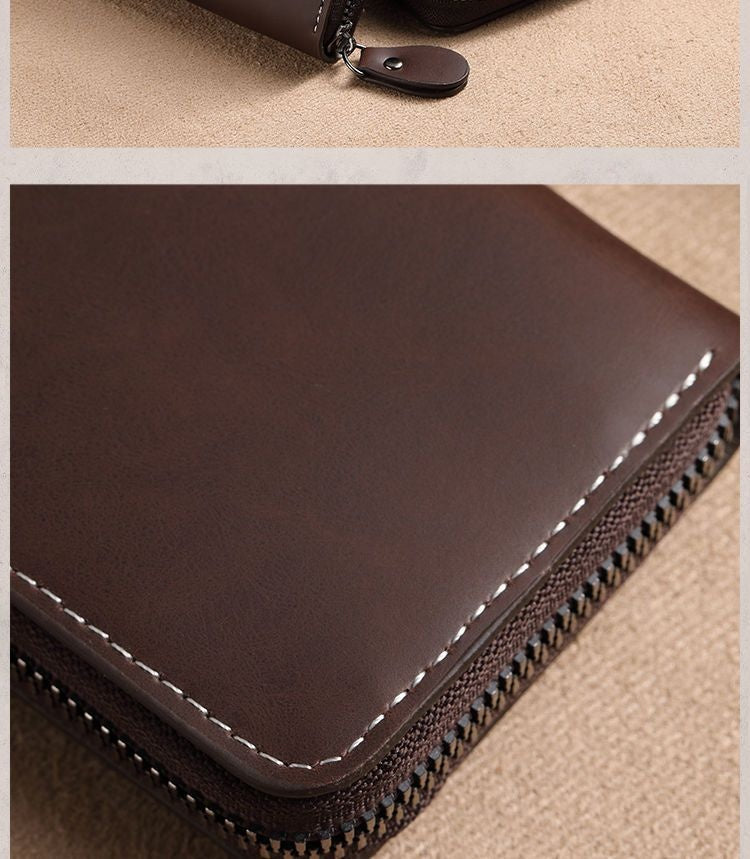 Slim Leather Men's Wallet Large Capacity Multi-Card Organizer Ultra-Thin