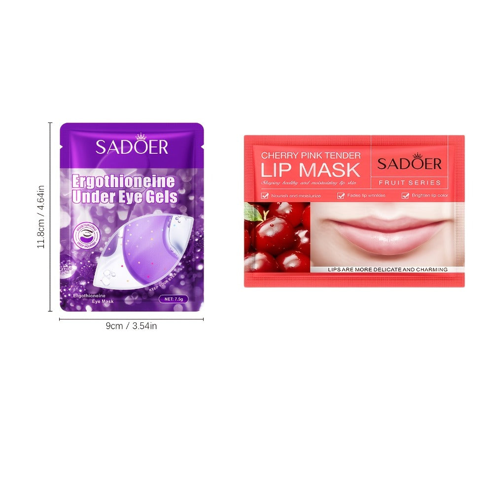 Lip & Under Eye Mask Travel Set 62 Pieces – Moisturizing Non-Greasy Lip Mask & Eye Patch Kit, Hydrating Autumn Winter Skincar