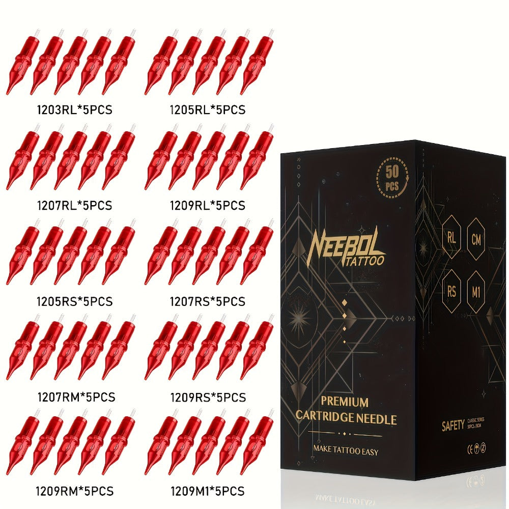 Tattoo Cartridge Needles with Neebol Label, 20 or 50-Piece #10 #12 Round Liner and RM Choices — image 14