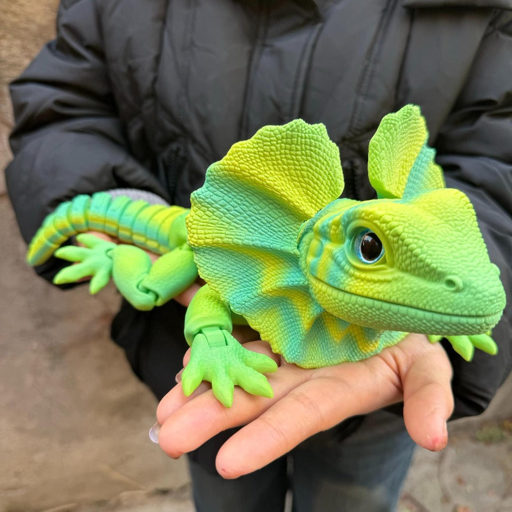 Frilled Neck Lizard Figurine 3D Printed, Large Umbrella Lizard Animal Sculpture 8 Color Styles — image 1