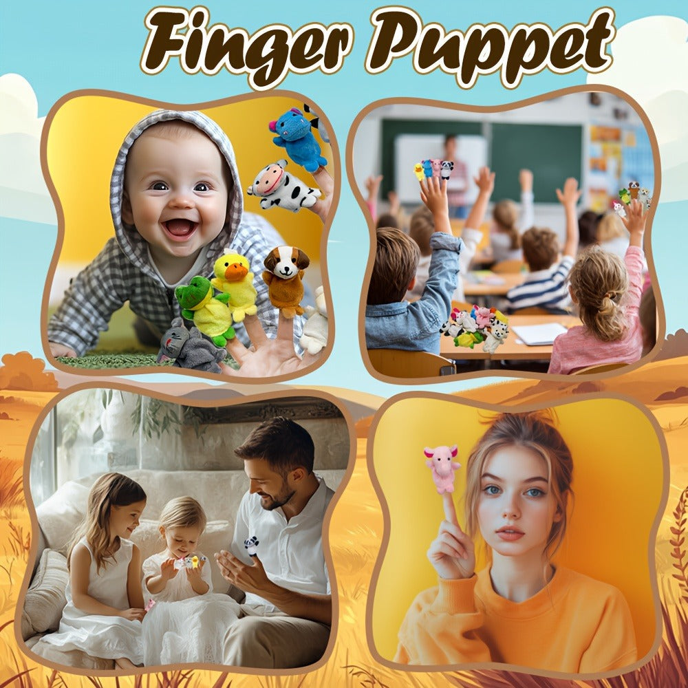 Twenty-Piece Plush Animal Finger Puppet Set with Bear, Rabbit, Panda and Assorted Character Designs — image 4