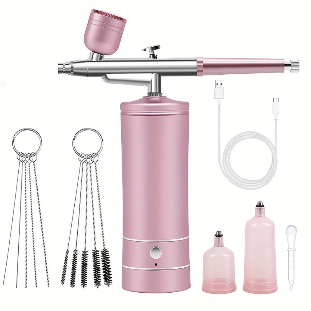 Rechargeable Airbrush and Compressor Kit with Black or Pink Two-Speed Pump, Two Paint Pots and Cleaning Brushes — image 2