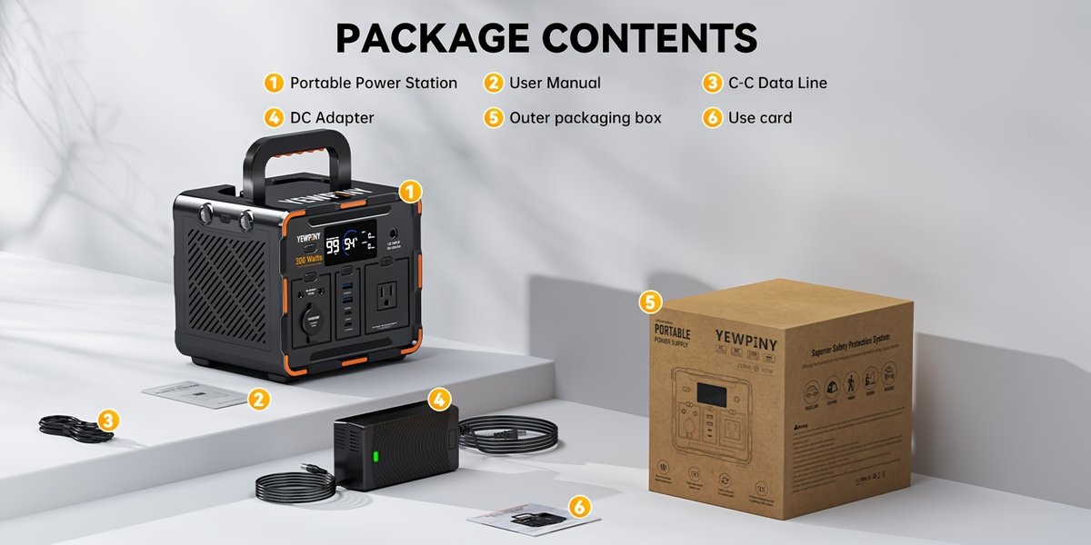 Portable Power Station 259Wh 300W or 599Wh 600W with AC, DC, USB, LiFePO4 Cell Pack and LED Light — image 24