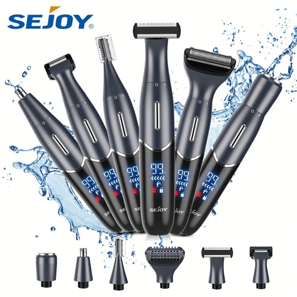 Six in One Bikini Trimmer and Electric Razor for Women and Men, Wet Dry Grooming Set in Purple — image 1