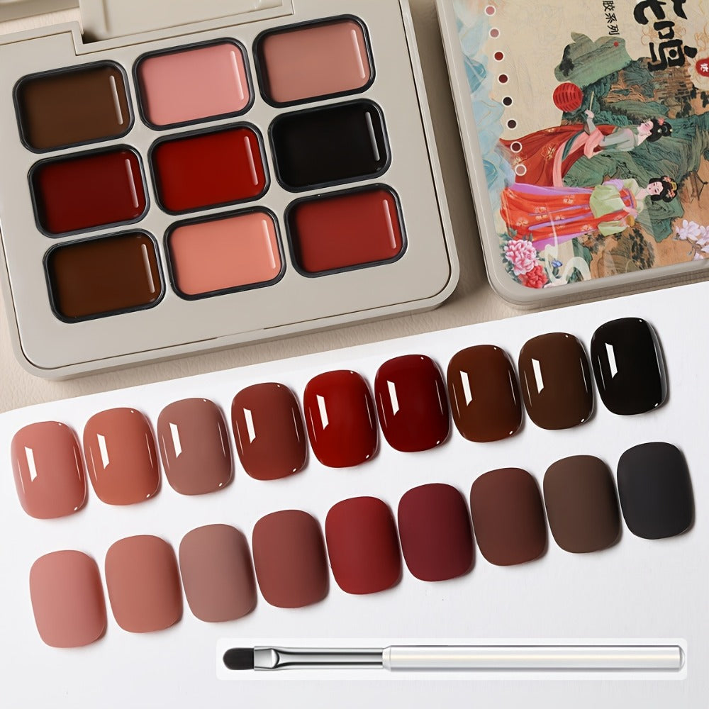 Gel Nail Polish MORDDA 9-Color Autumn Harvest Set with Solid Shades and Included LED Curing Pen for Nail Art — image 1