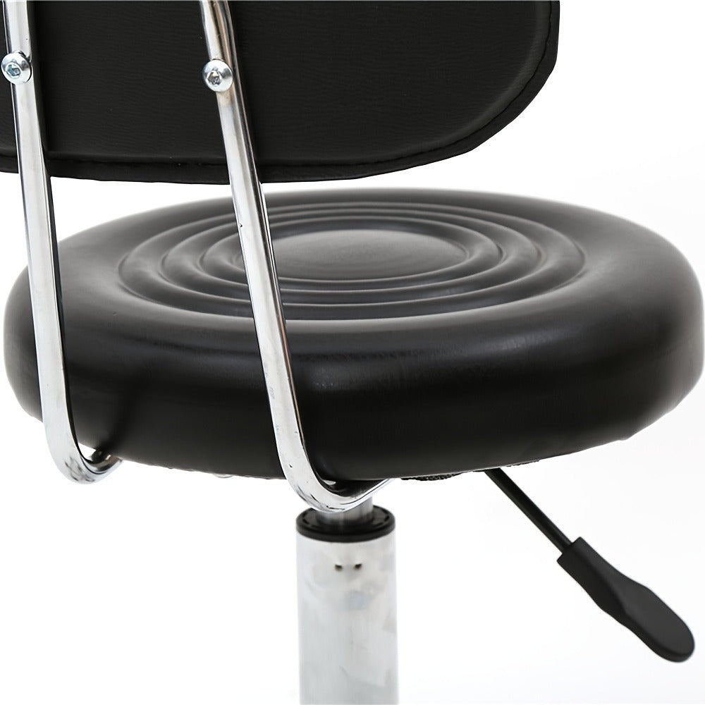 Cushioned Salon Stool with Backrest & Adjustable Height 18.9"-22.8" – Round 360° Swivel Chair for Hair Salon Spa Barbershop O