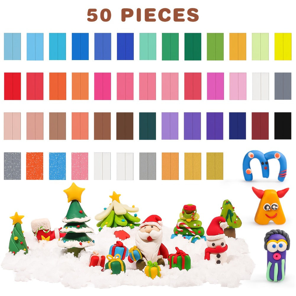 Polymer Clay Kit 50 or 100 Vibrant Colors, Oven Bake Modeling Clay with the Listed Color, Size or Set Options for Everyday Us