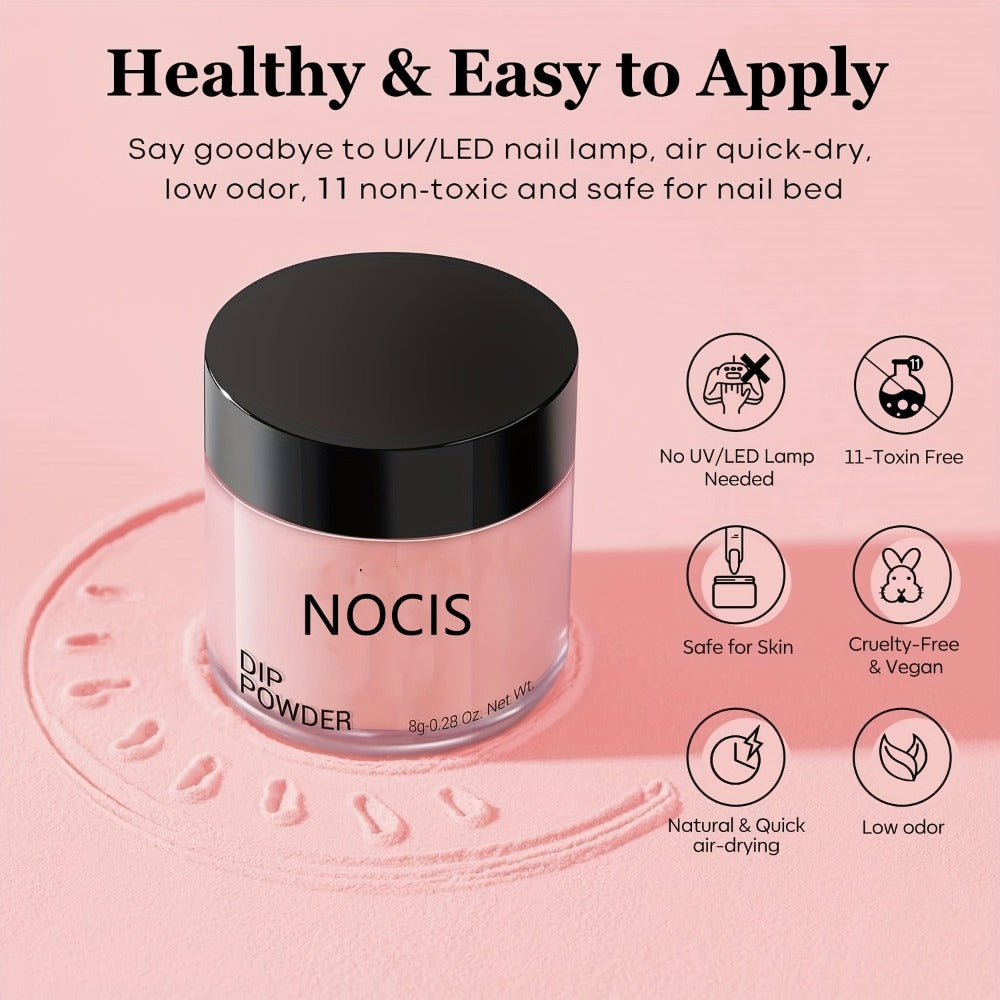 Dip Powder Nail Kit with NOCIS Label, Four Nude Gray Pink Powders, Three 10ml Liquids and Four Tools — image 6