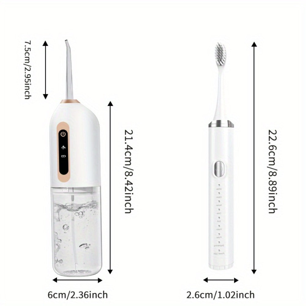 Electric Toothbrush Water Flosser Combo Set – 3 Modes USB Rechargeable Oral Care Kit with 4 Brush Heads & 4 Nozzles — image 6