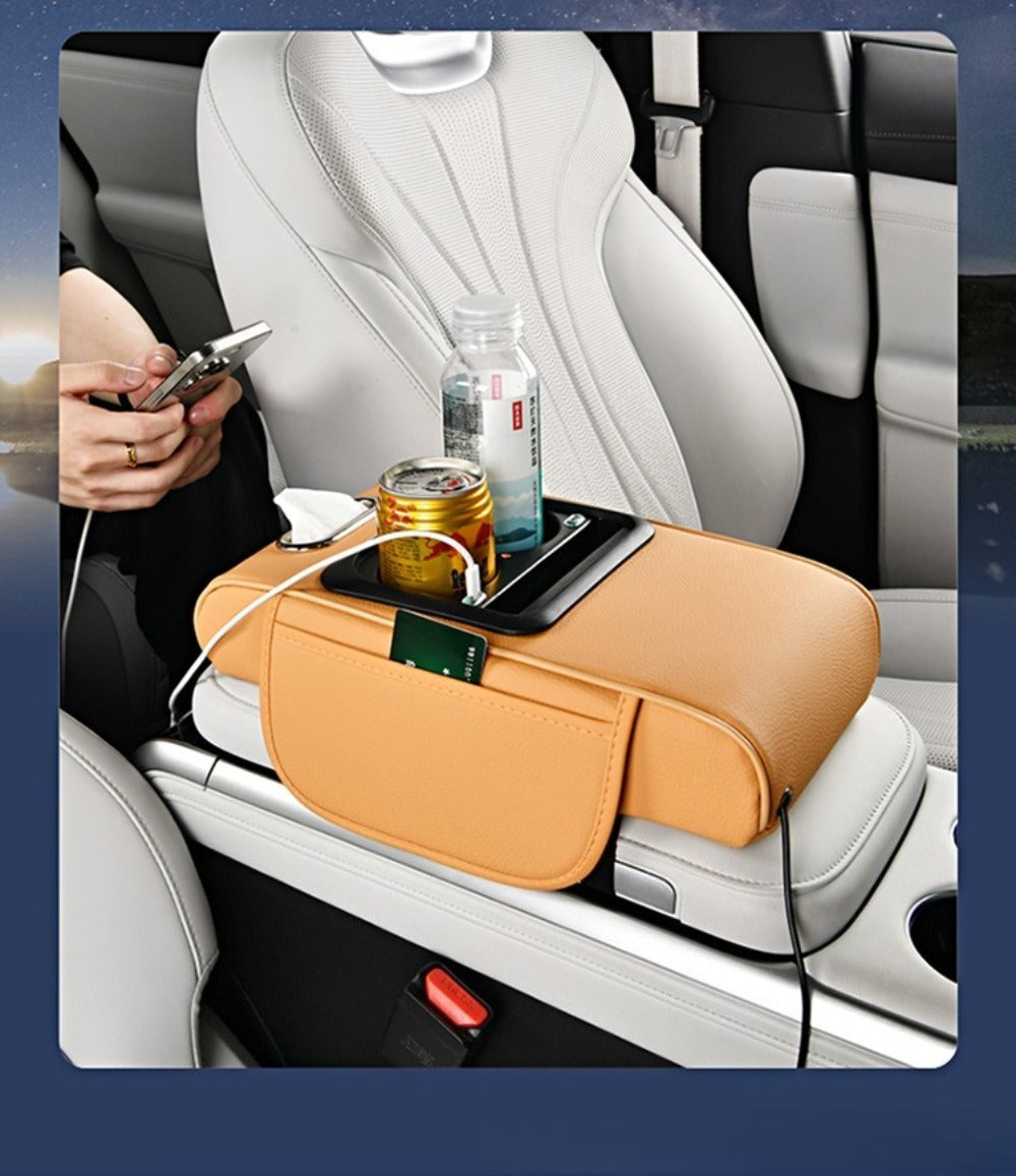 Car Armrest Box Cover Starry Sky Memory Foam Center Console Pad with Type-C USB Charging Port & Storage Pockets — image 27