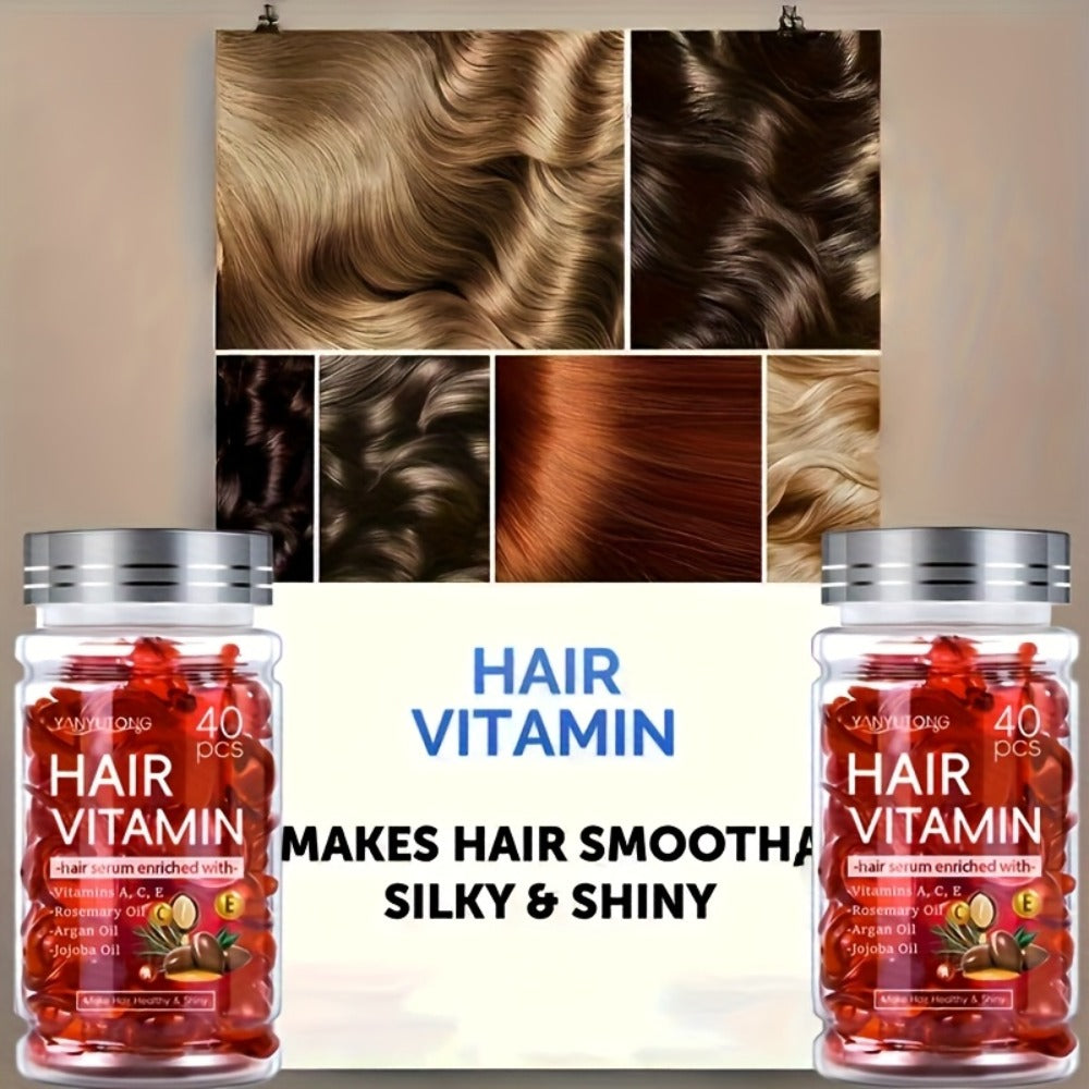 Argan Oil Hair Growth Vitamin Capsules with Keratin & Vitamins A C E B, Anti-Frizz Nourishing Hair Essence for Dry — image 2