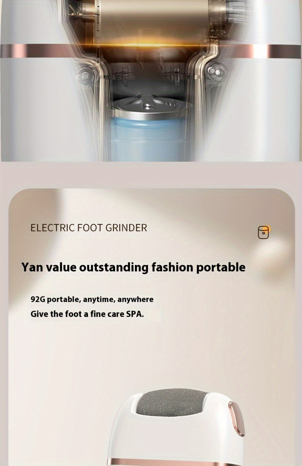 Rechargeable Electric Foot File with Two or Three Roller Heads in White Standard or Pink Upgraded Checkout — image 18