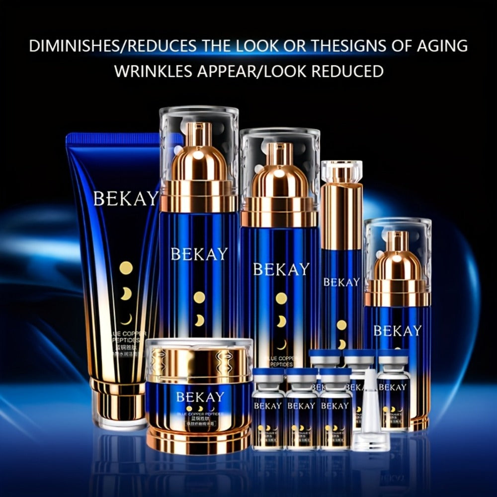 12-Piece BEKAY Skincare Gift Set with Blue-and-Gold Cleanser, Toner, Lotion, Cream and Eye-Care Collection — image 6