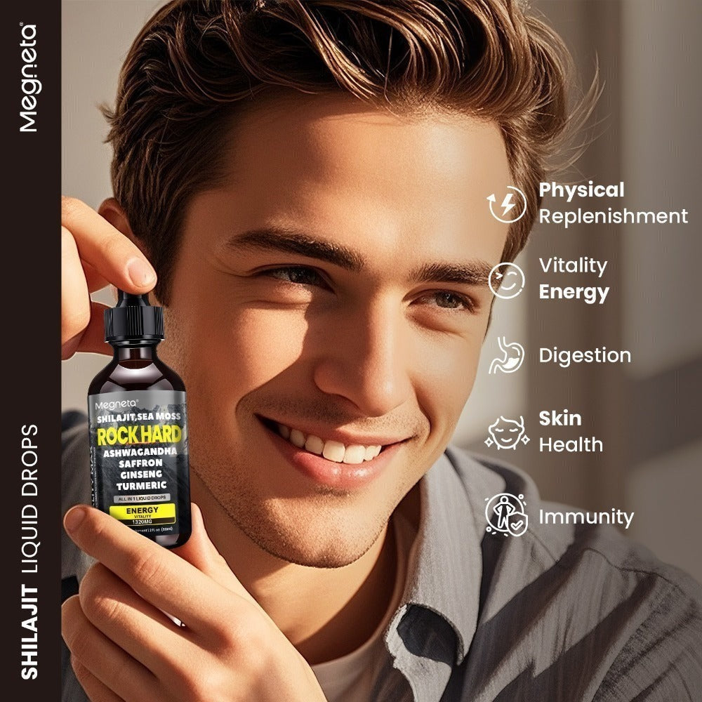 Two-Piece Men's Health Supplement Set with One Capsule Bottle and One Liquid Dropper Bottle in Coordinated Packaging — image 
