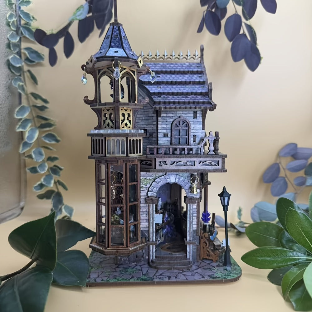 DIY Wood Miniature Bookhouse Model Kit SQ-71 Time Magic Club with Mechanical Link System – Adult Collector Dollhouse Display 