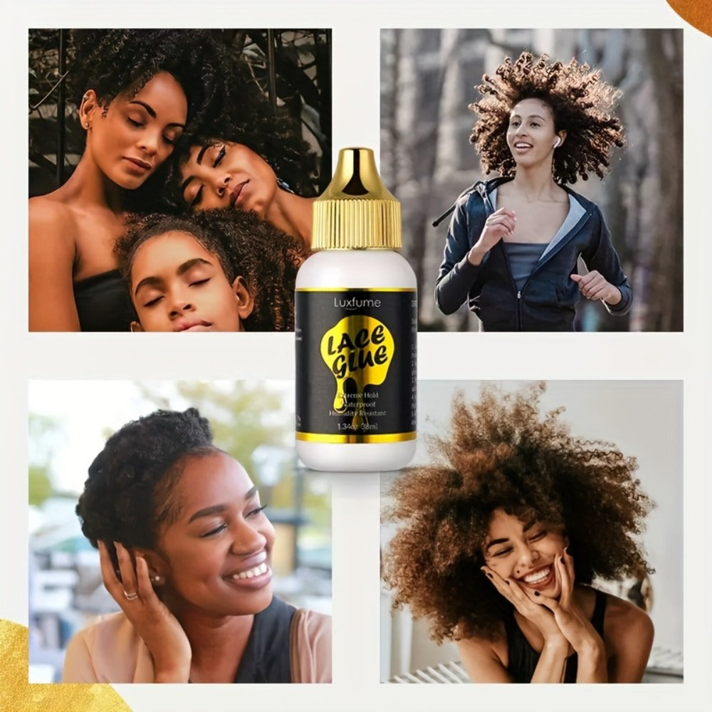 Wig Glue Latex Free 1.28oz Lace Front Traceless Sweat Rain Resistant All Day Wear Sensitive for Home, Travel and Salon Hair S