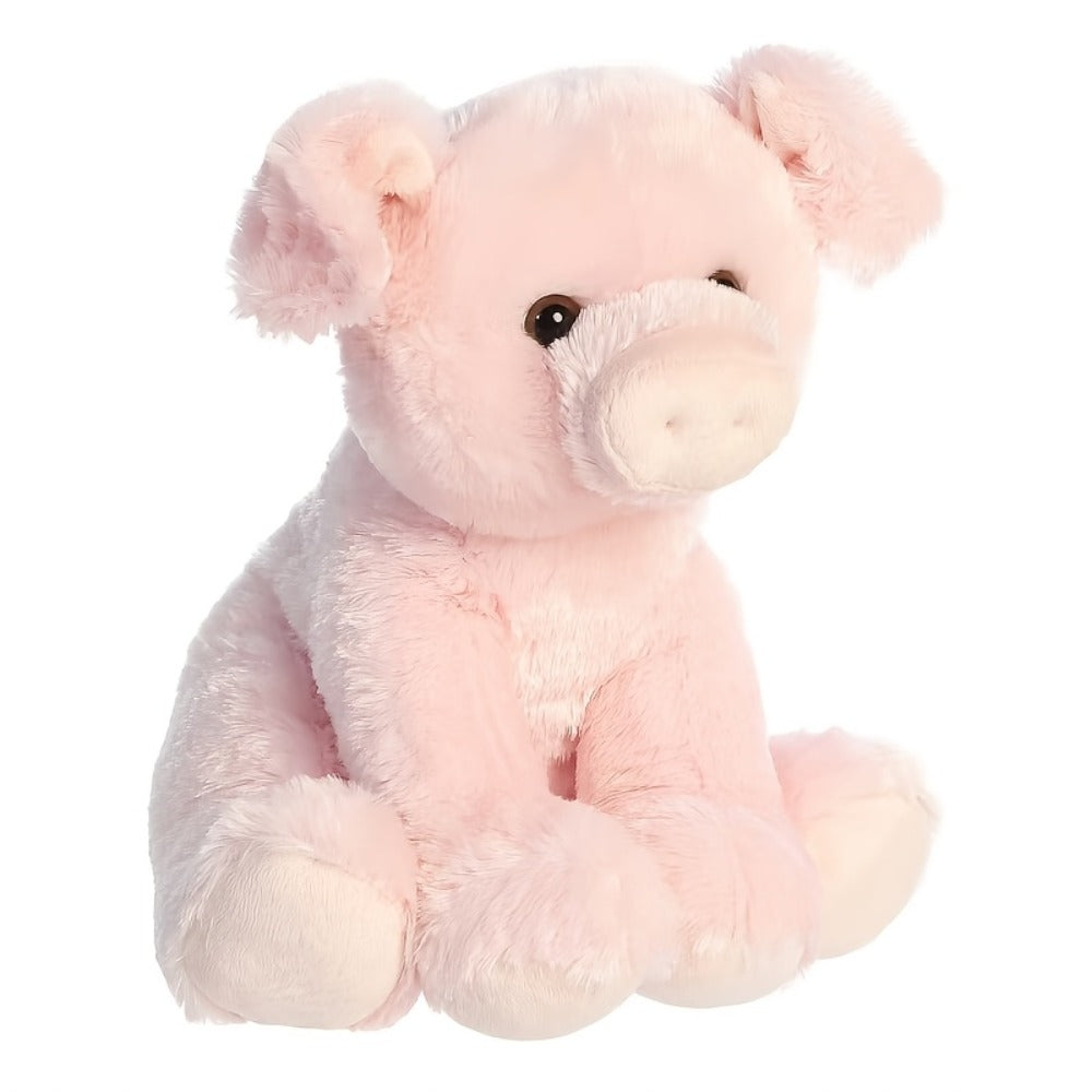 Stuffed Animal Pink Pig with Big Eyes, Curled Tail and Pillow-Style Body for Nursery or Sofa Decor — image 13