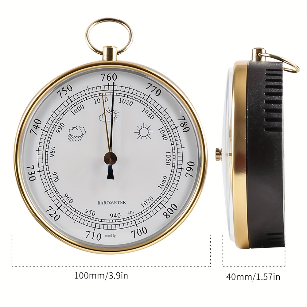 Mechanical Barometer 3.94" | High-Precision Wall-Mounted & Handheld, Battery-Free Weather Gauge for Greenhouse, Lab & Garden 