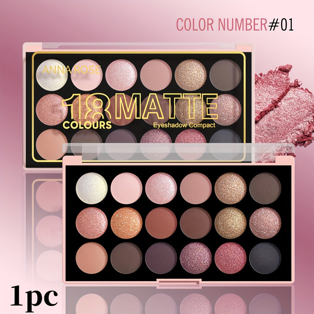 Eyeshadow Palette ANNA ROSE 18-Shade Compact with Pink-Brown Color Themes and Matte-Shimmer Finish Mix — image 3