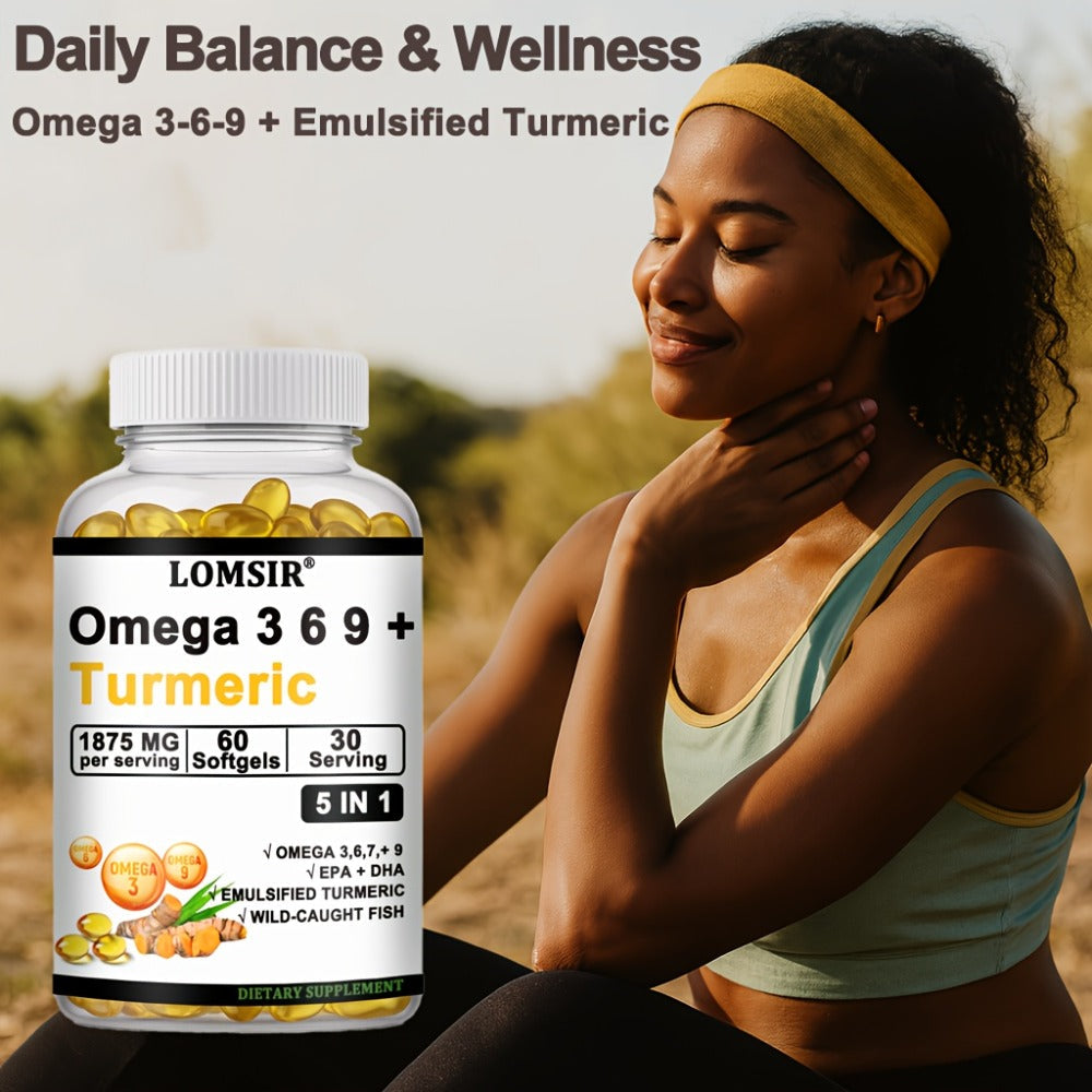 Omega 3-6-9 & Turmeric Softgels with DHA & EPA, Wild Fish Oil Blend, Emulsified Turmeric for Heart — image 5