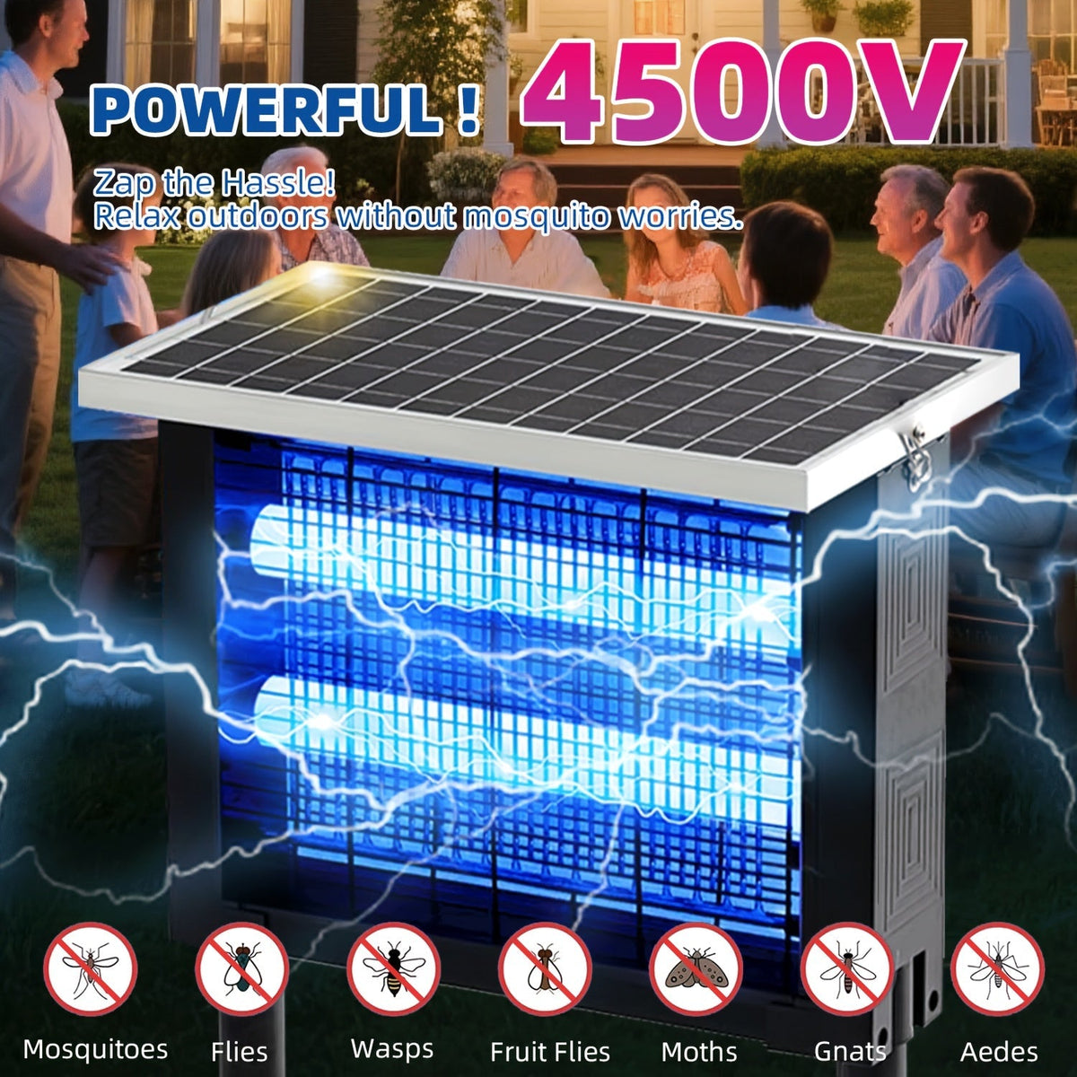 Solar Bug Zapper Outdoor Rechargeable | Patio Garden Backyard Camping — image 4