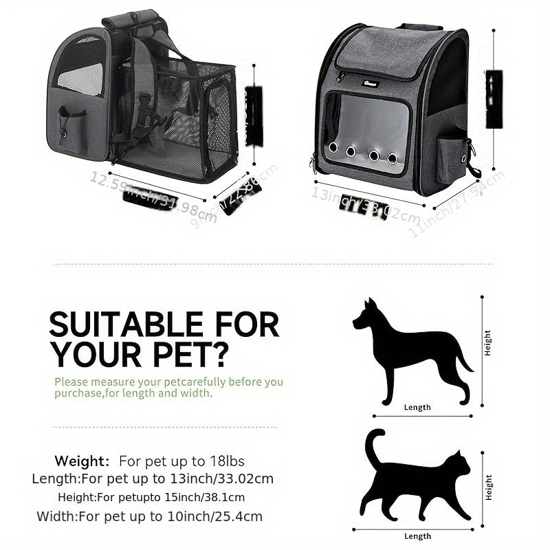 Expandable Pet Carrier Backpack with Mesh Panels, Foldable Frame and Dark Gray or Light Gray Options — image 2