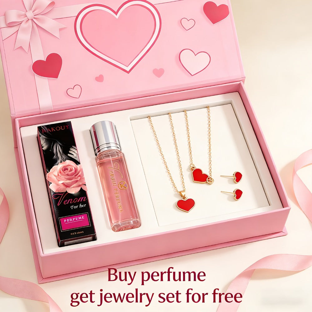 Pheromone Perfume & Jewelry Gift Set for Women 6-8 Hours - 2 Piece Fragrance Accessory Bundle for Bath Time, Home Spa and Per