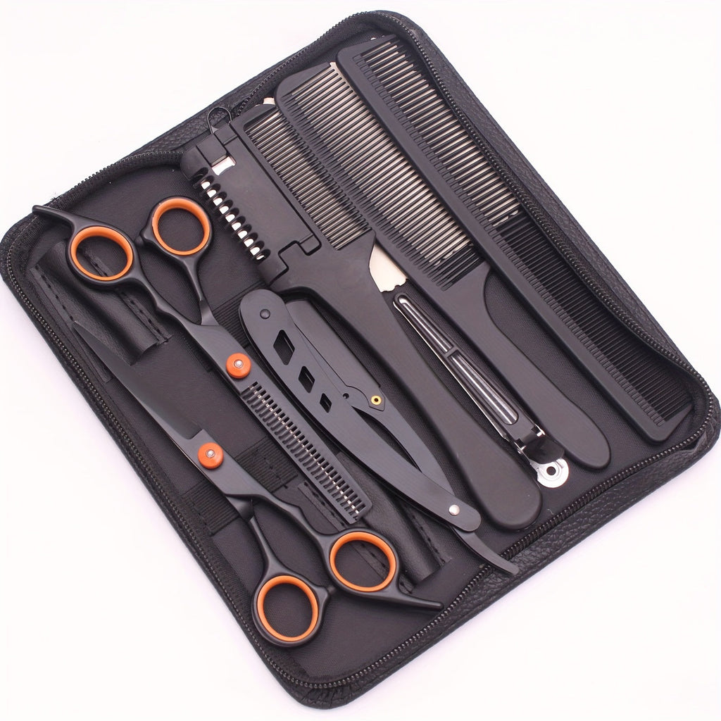 Hair Scissors Set 3 Pieces Japanese Steel – 6 Inch Thinning Shears, Razor Comb & Detangling Comb, Ambidextrous Texturizing Ki