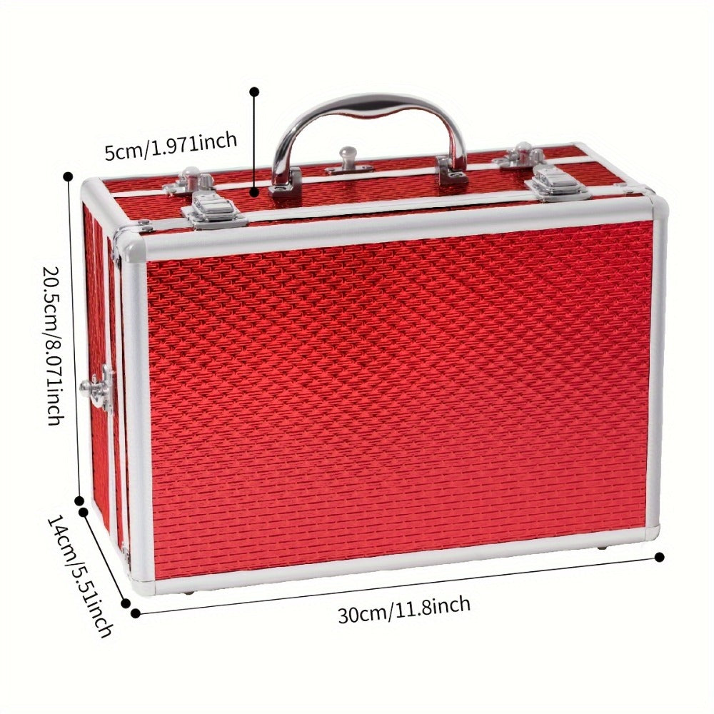 106-Piece Makeup Case Set with Red or Silver Carry Case, Fold-Out Color Palettes, Lip Products and Ten Makeup Brushes — image