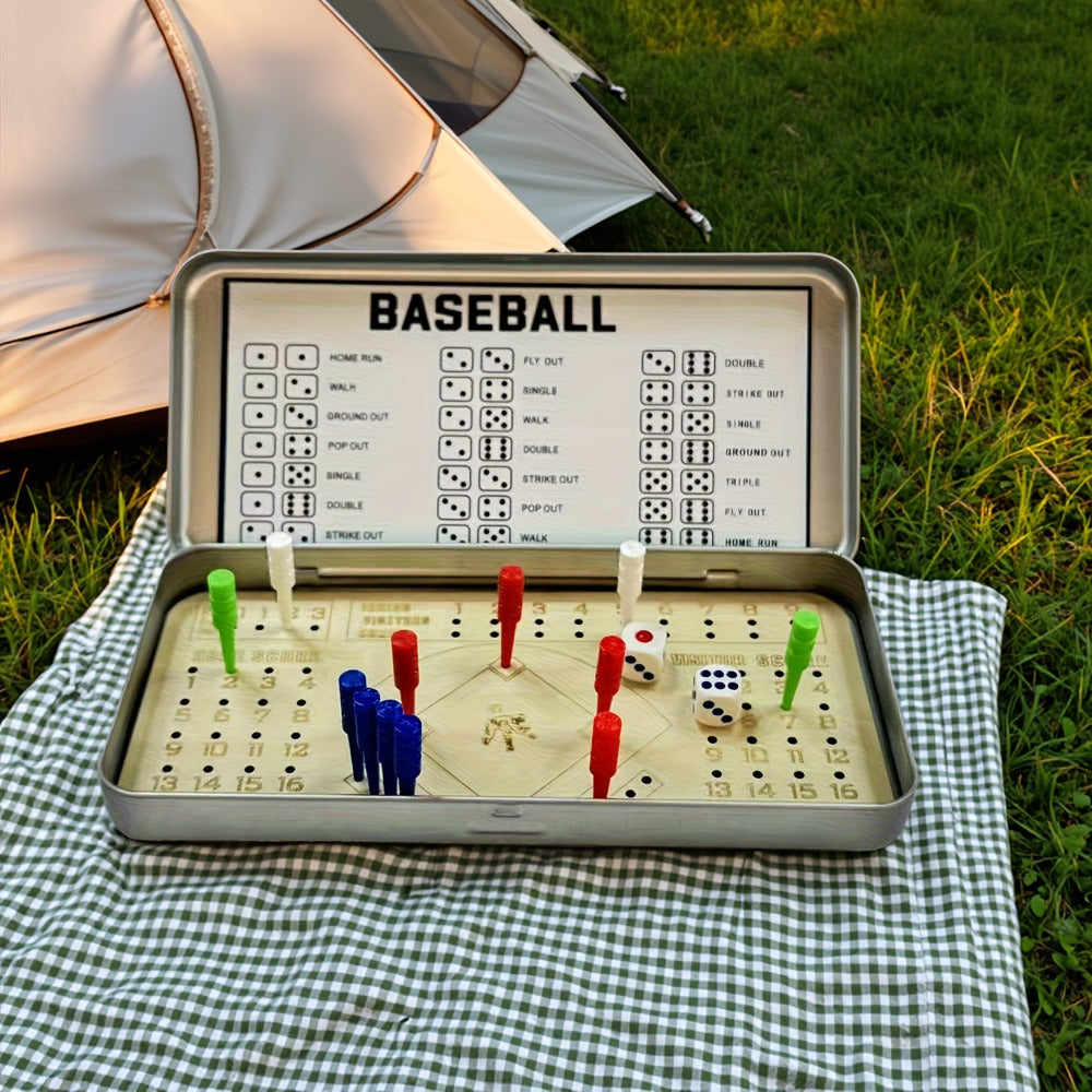 Sports Travel Board Game Set – Portable Wooden Baseball Softball Football Finger Dice Tabletop Game for Family Game Night — i