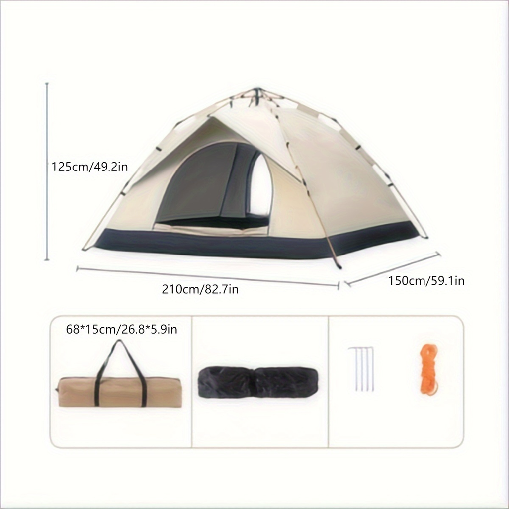 Camping Tent 4-Person Polyamide Pop-Up with Two Doors, Optional Windows and Small or Large Sizes — image 15
