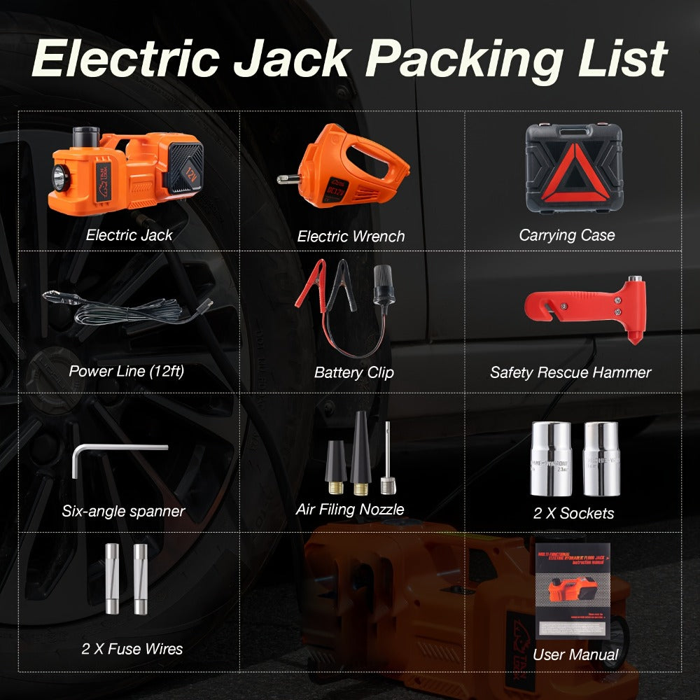 5 Ton Electric Hydraulic Car Jack with Built-in Air Pump – Portable Car Lift for SUV MPV Truck, Tire Replacement & Emergency 