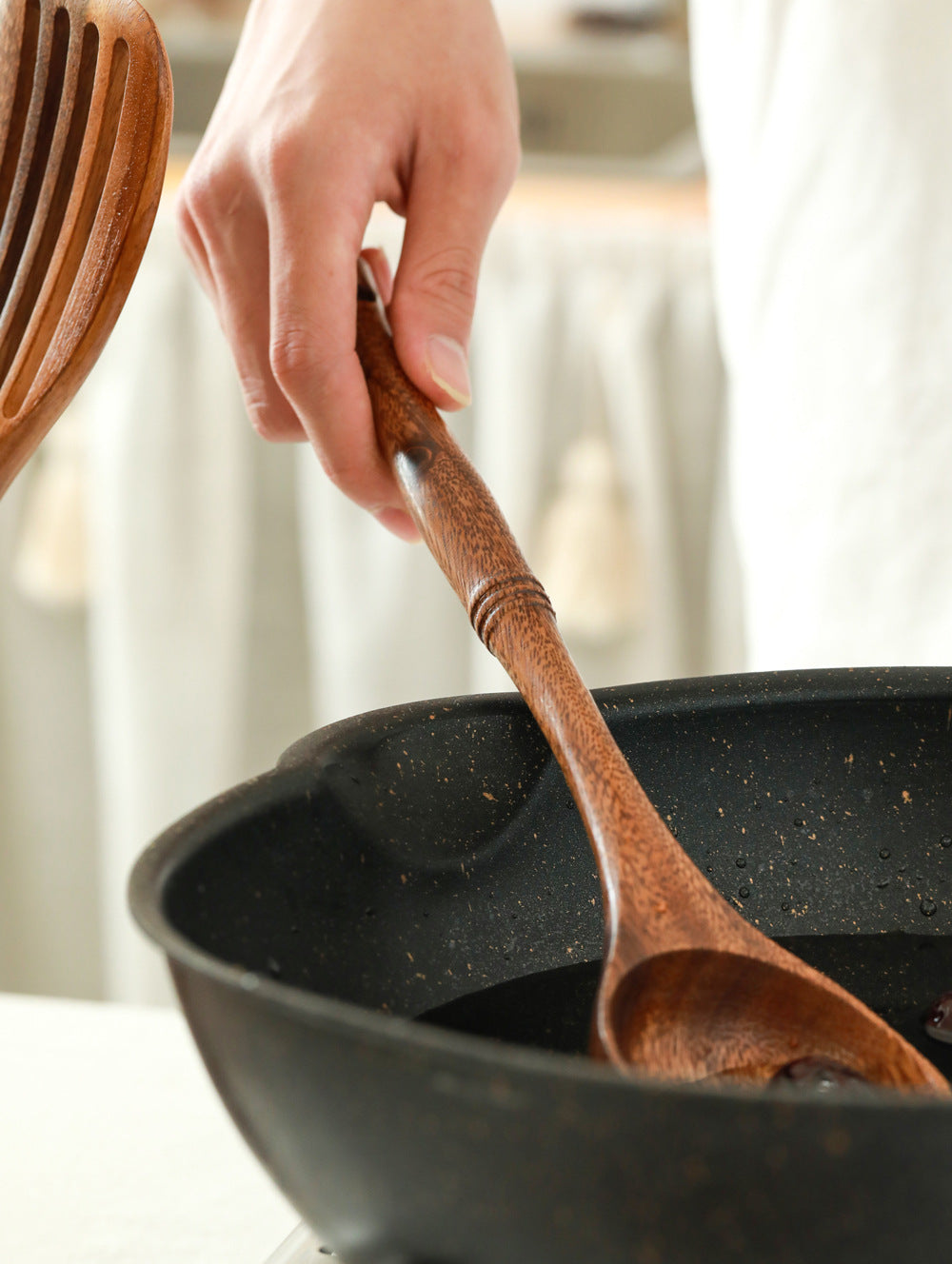 Lengthened Wood Spatula Non-stick Cooking Kitchenware Suit