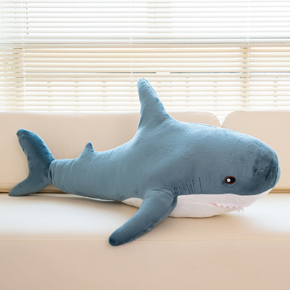 Plush Toy Jumbo Shark Pillow 24-Inch in Blue, Grey, Blue-Pink or Rainbow Colorways and Ocean Decor — image 4