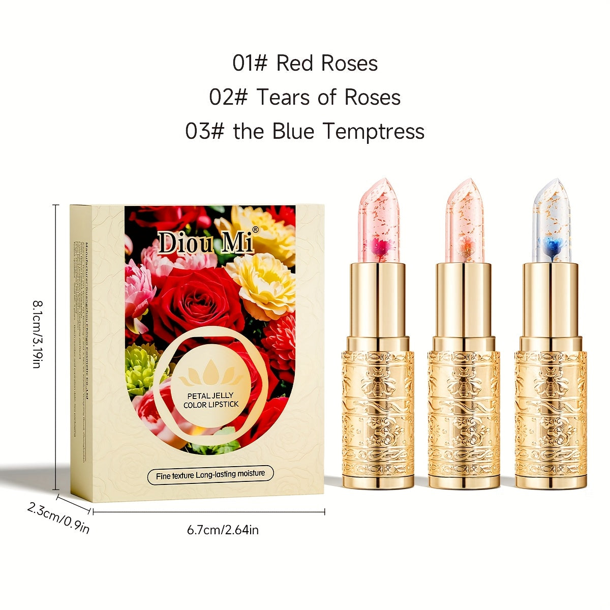 Color Changing Lip Gloss Set 3 Pcs, Temperature Magic Pink Tint Crystal Jelly Balm & Lipstick, Plant Squalane Lip Makeup — im
