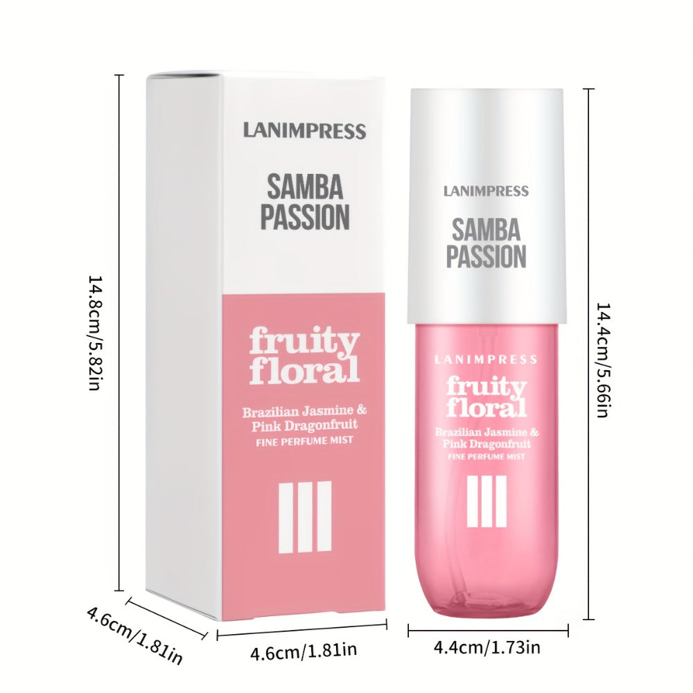 Body Hair Perfume Mist for Women Samba Passion Fruity Floral Fine Mist Spray Long Lasting Light Feminine Fragrance 3.0 fl oz 
