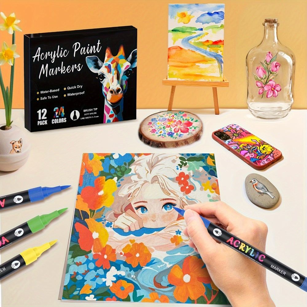 Double-Ended Acrylic Paint Pen Set with Brush and Fine Tips in 48- or 72-Piece Checkout Options — image 7