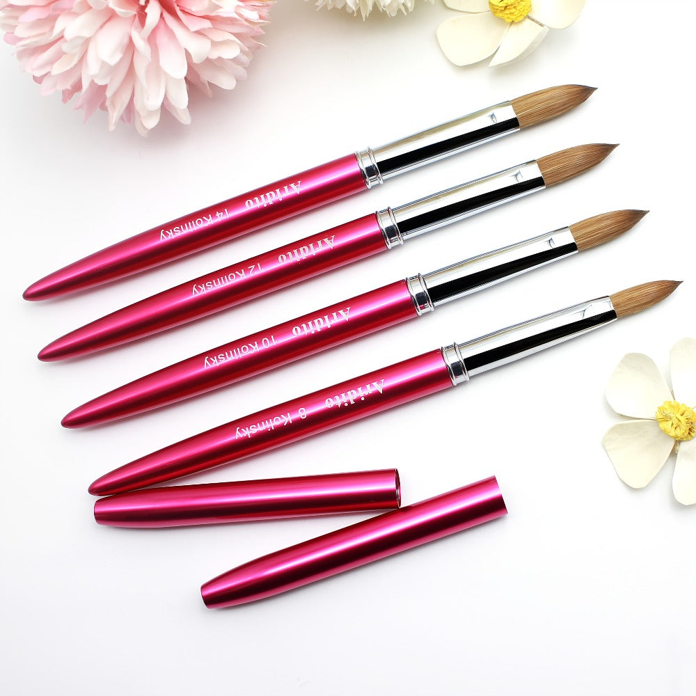 Kolinsky Acrylic Nail Brush Set 100% Pure Kolinsky Hair Flat Shape Sizes #10 #12 #14 – Professional Nail Art Sculpting Extens